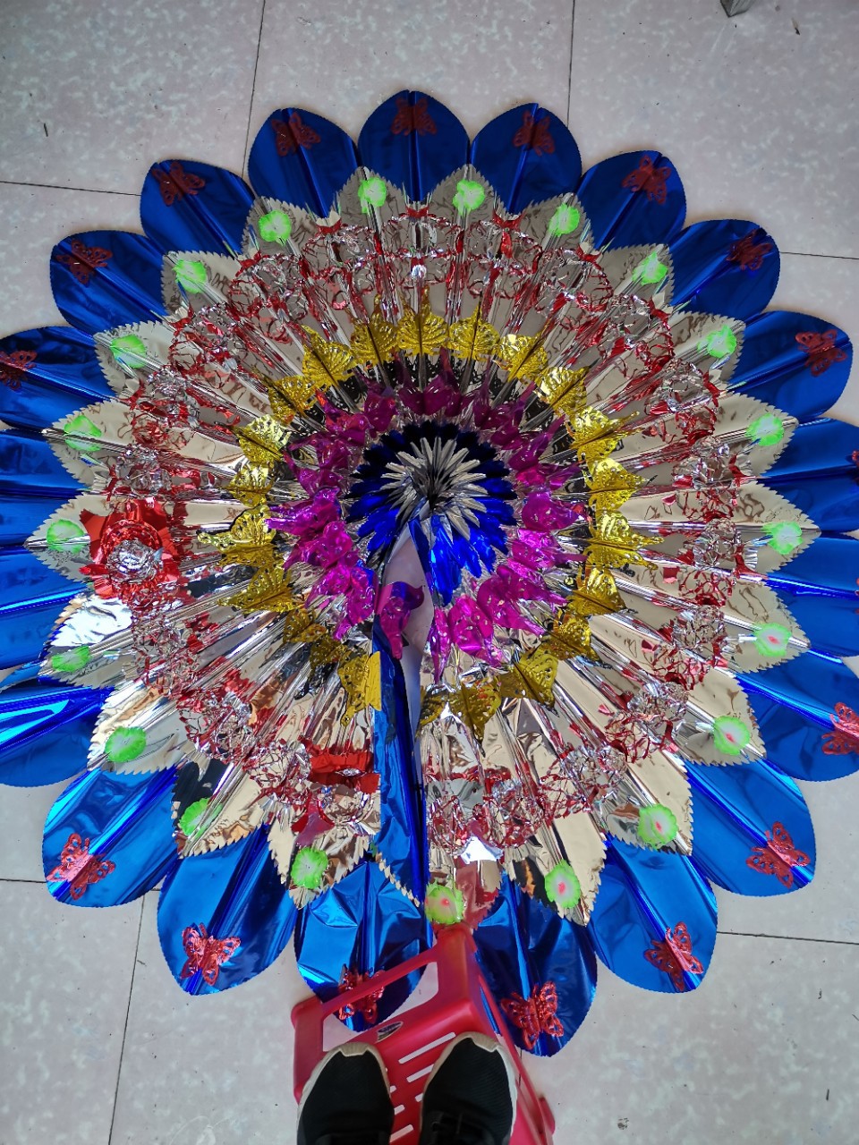 1.8米双层亮花圈殡葬用品清明扫墓丧葬烧纸冥币花圈白事佛教纸扎