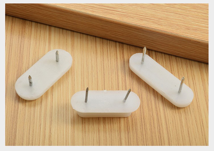 铭固 白色双钉家具脚钉 沙发桌椅防滑防潮静音塑料地脚钉