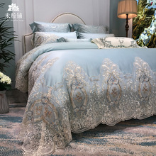 高端蕾丝公主风100支埃及棉四件套 欧式纯棉样板房间床上用品新品