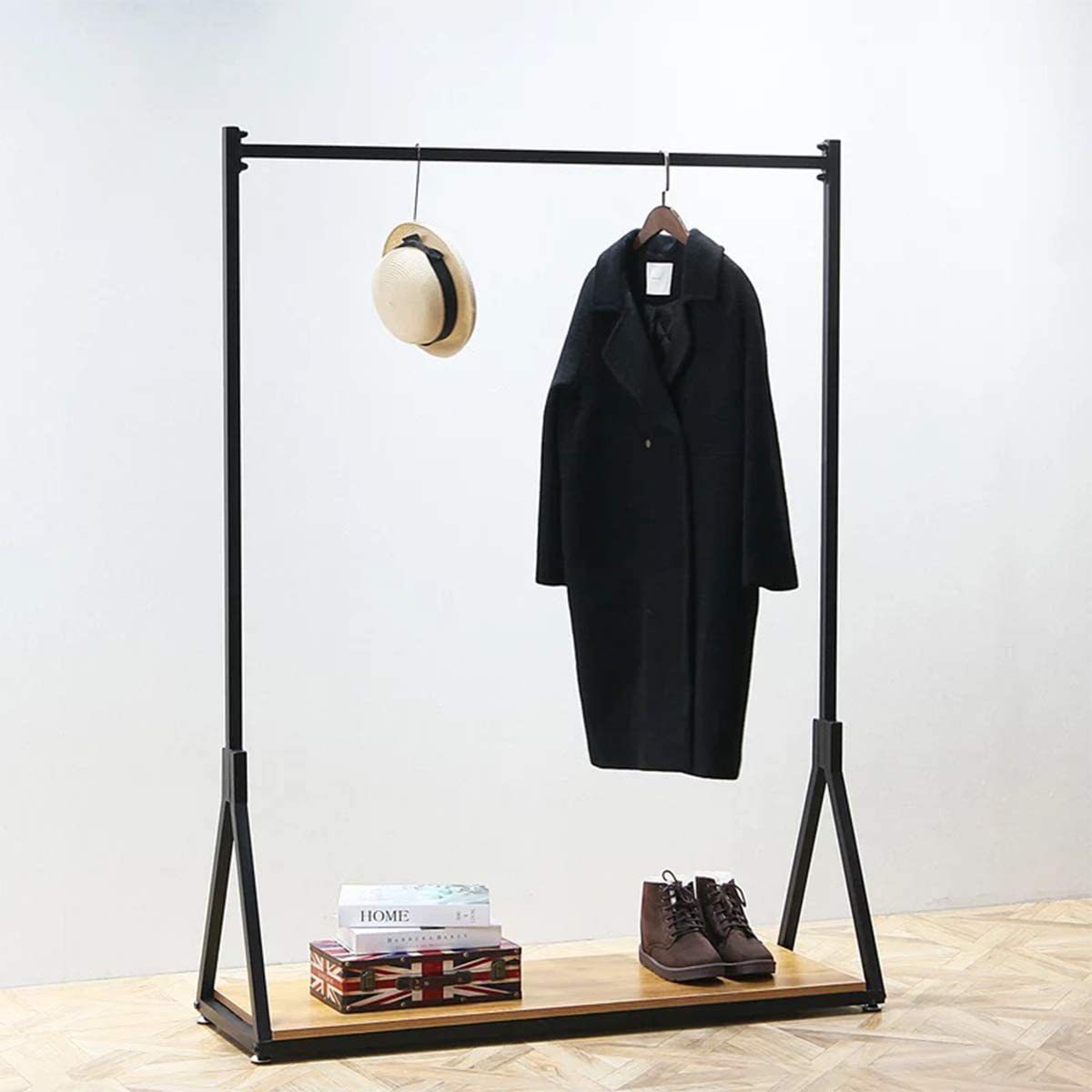 金属铁艺落地衣架服装店展示架壁挂式衣架双杠铁艺衣架-阿里巴巴