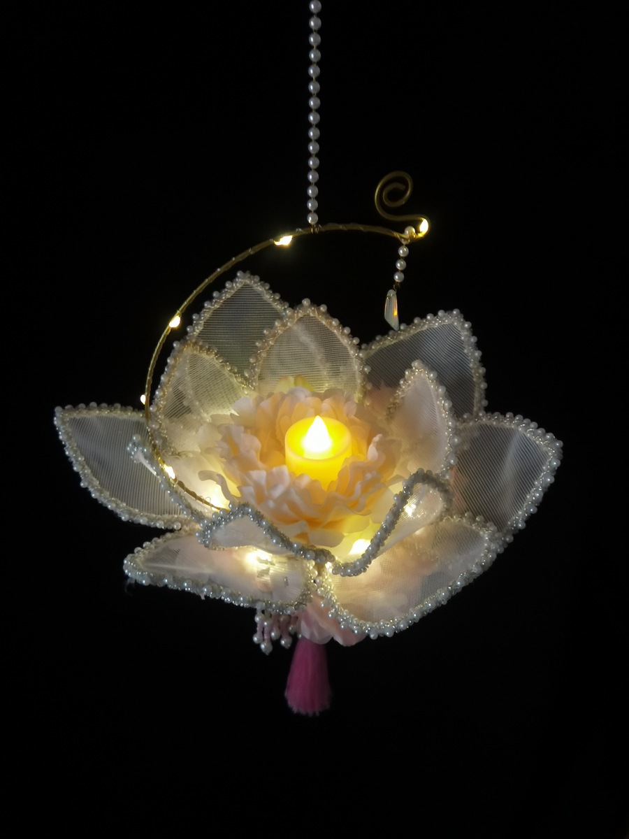 古风手持莲花灯汉服手提流苏宫灯走秀拍照道具灯笼中国风荷花灯