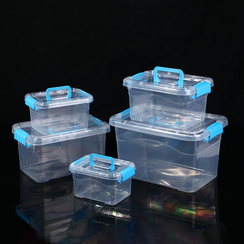 factory direct sales pp food grade transparent covered plastic storage box suitcase desktop storage box cosmetic case