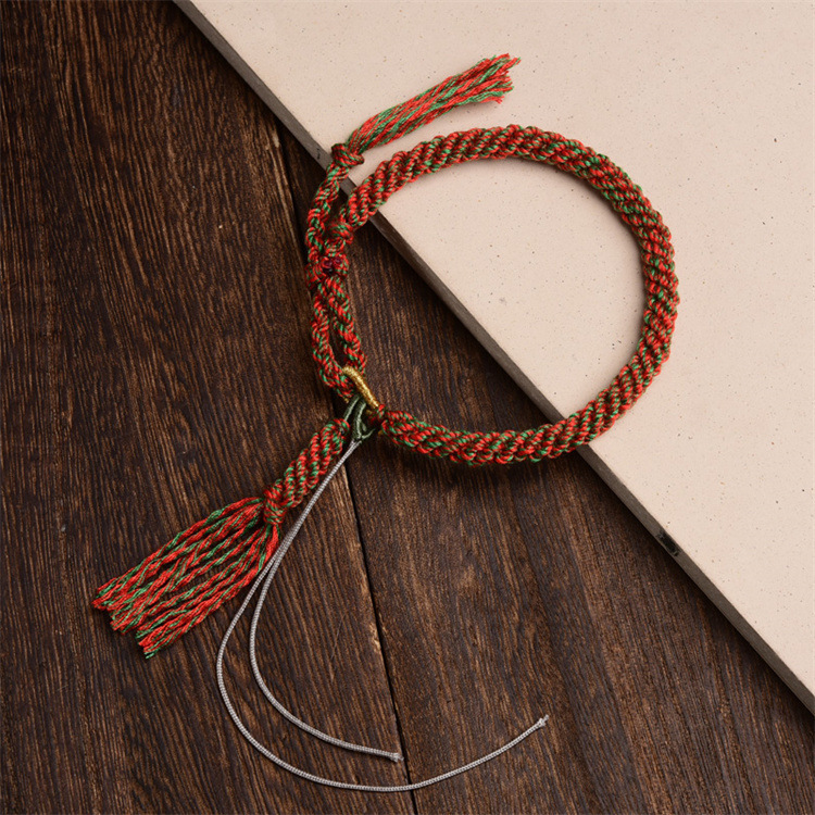 2022 TikTok Hot Thangka Rope Hand-Woven Cycle Knot Carrying Strap Semi-Finished Products All-Matching Braided Rope Bracelet Women