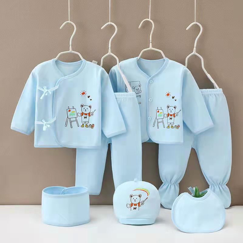 Plastic Bag Cotton Newborn Seven-Piece Newborn Baby Rompers Baby Match Sets Clothing Supplies Gift Bag