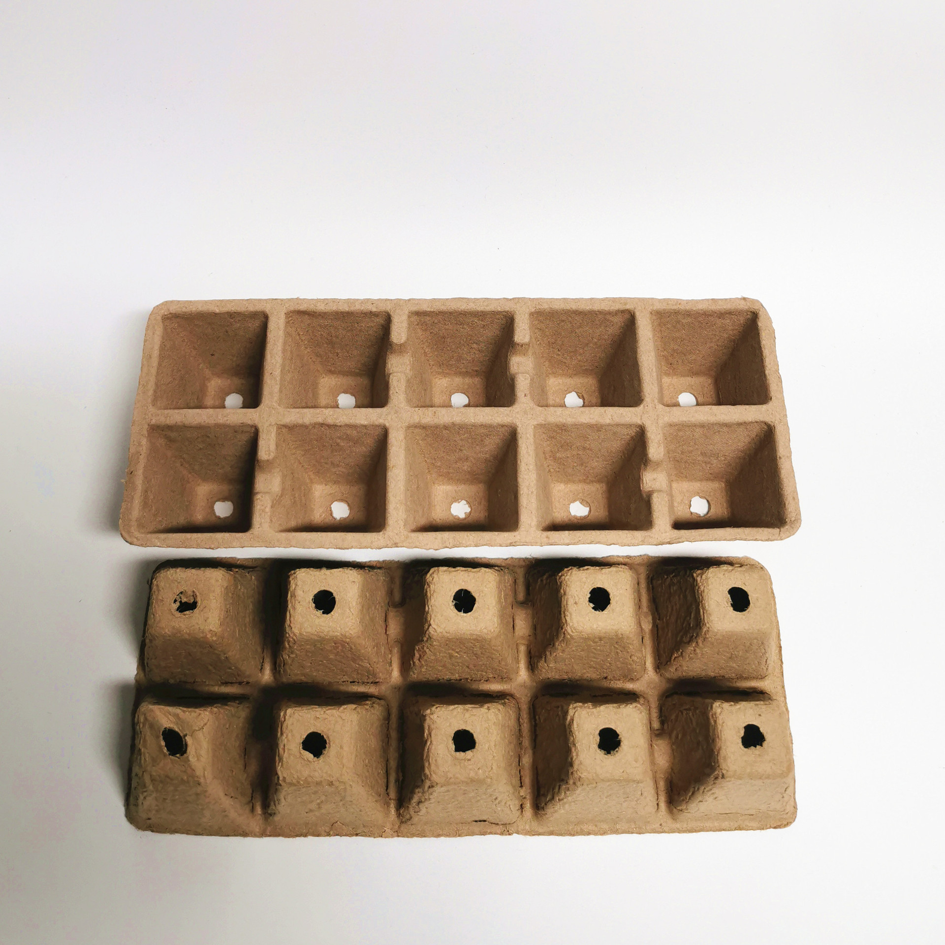 花园园艺育种育苗纸花盆可降解2x5大款10格盘底带孔纸浆育苗盘