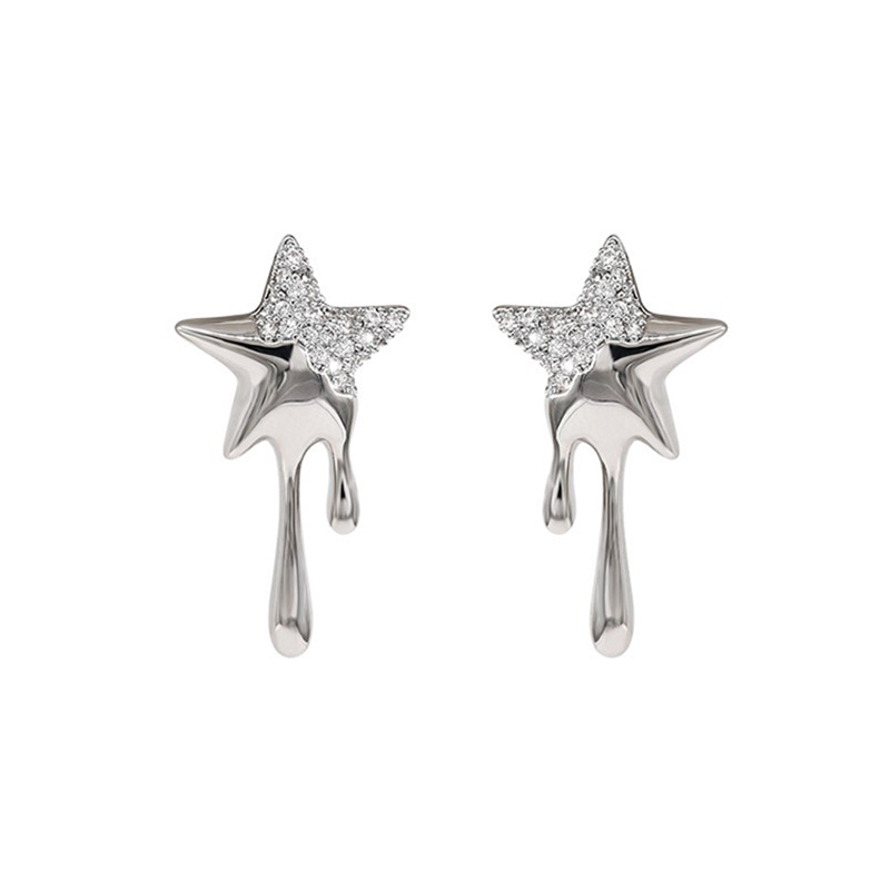 Lava Star Zircon Earrings for Women Special-Interest Design High-Grade Fashion Unique and Exquisite Earrings Cold Style New Fashion