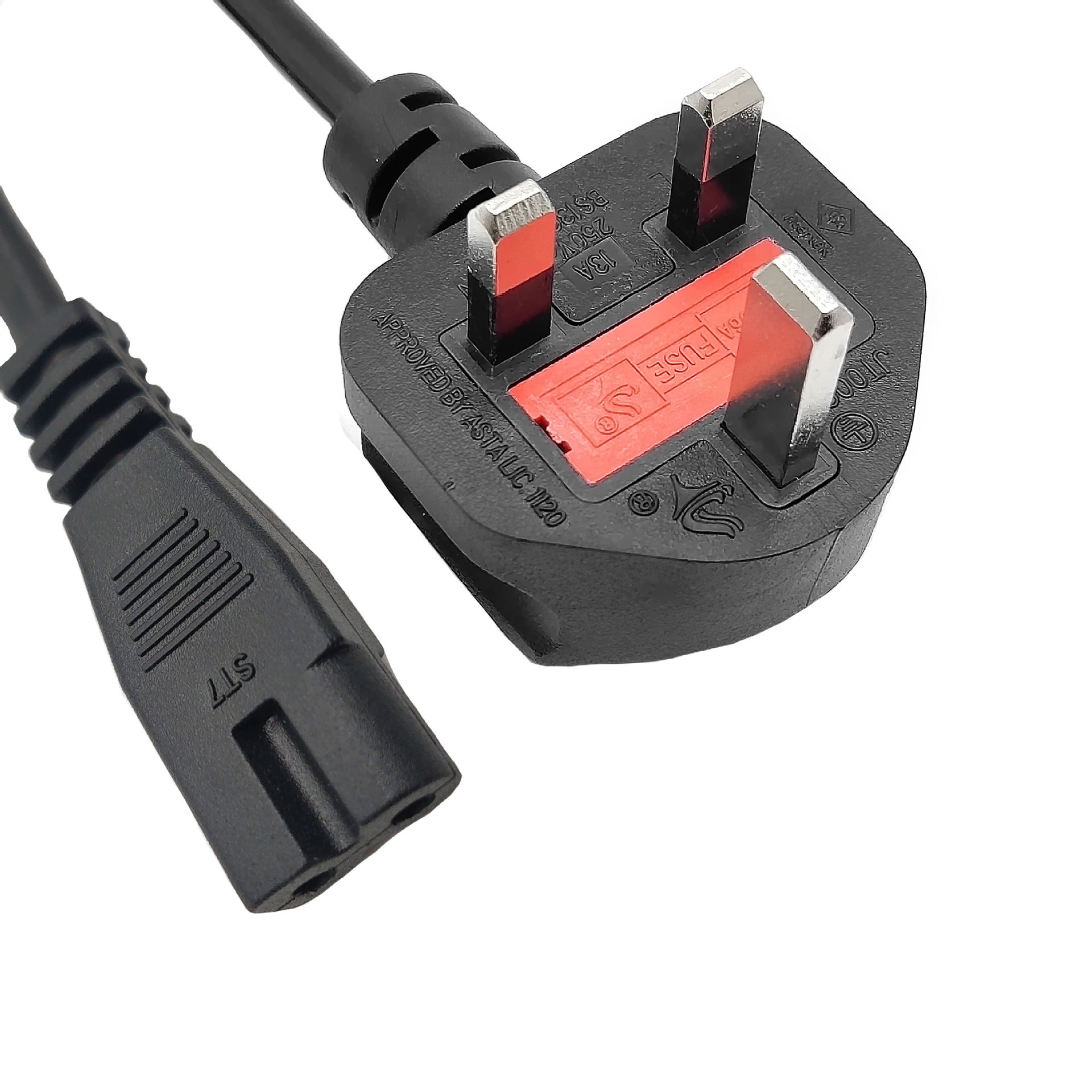 英规电源线8字尾插 bs英规电源线 英式插头八字尾 英式电源线