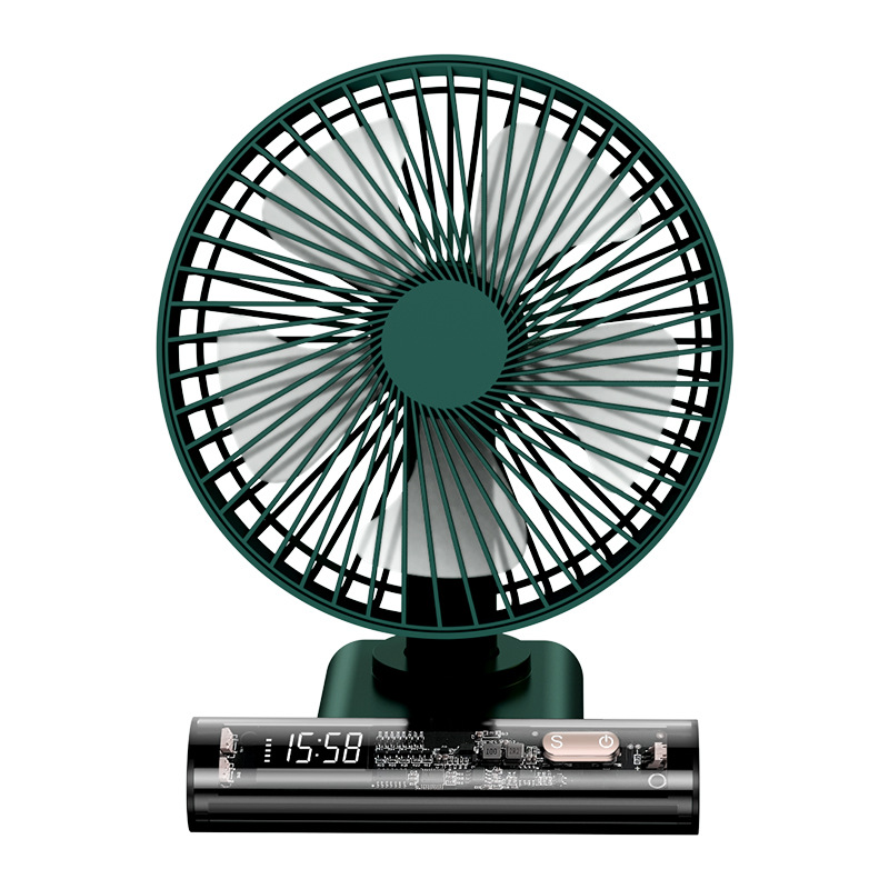 New Oscillating Fan Clock Mini Fan Desktop Fan Household Fan Dormitory Little Fan USB Fan