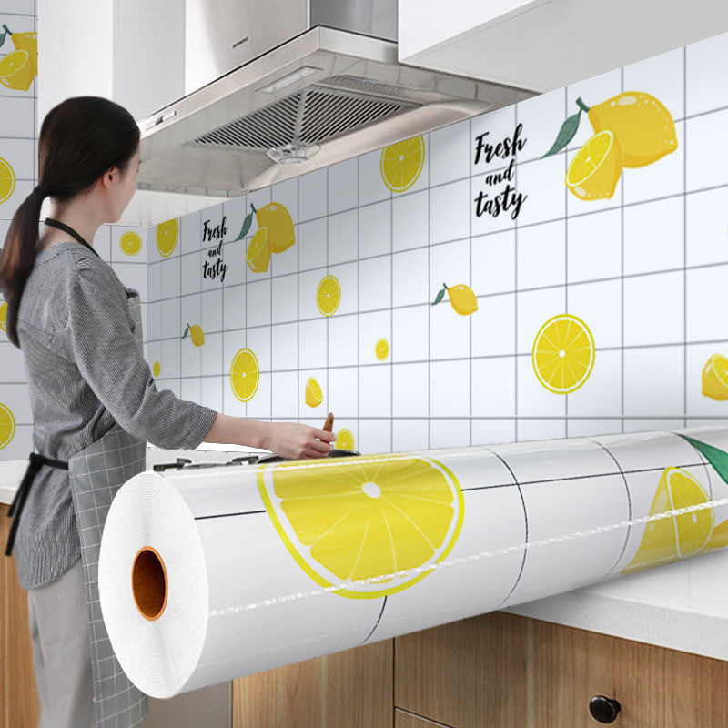 厨房防水防油贴纸自粘防火防潮耐高温灶台墙贴墙面装饰墙壁纸橱柜