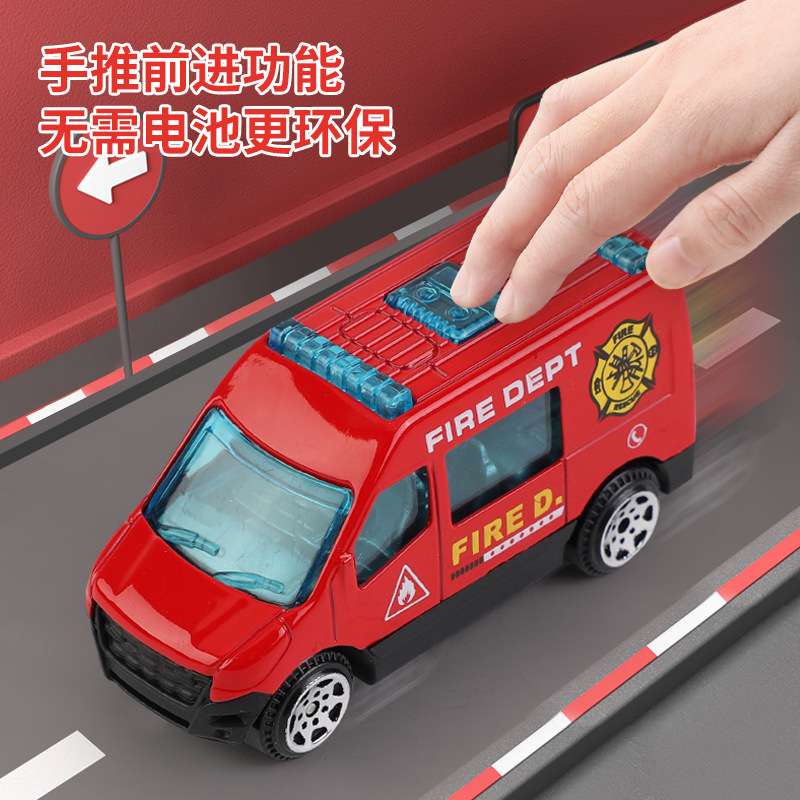 Factory Goods Free Shipping Internet Celebrity 1:64 Alloy Simulation Fire Truck Set Scooter Engineering Military Vehicle Model Pull Back Car