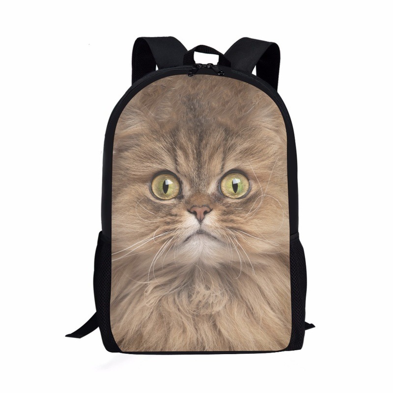 中大学生运动背包 萌宠猫猫老虎图案双肩背包 涤纶轻