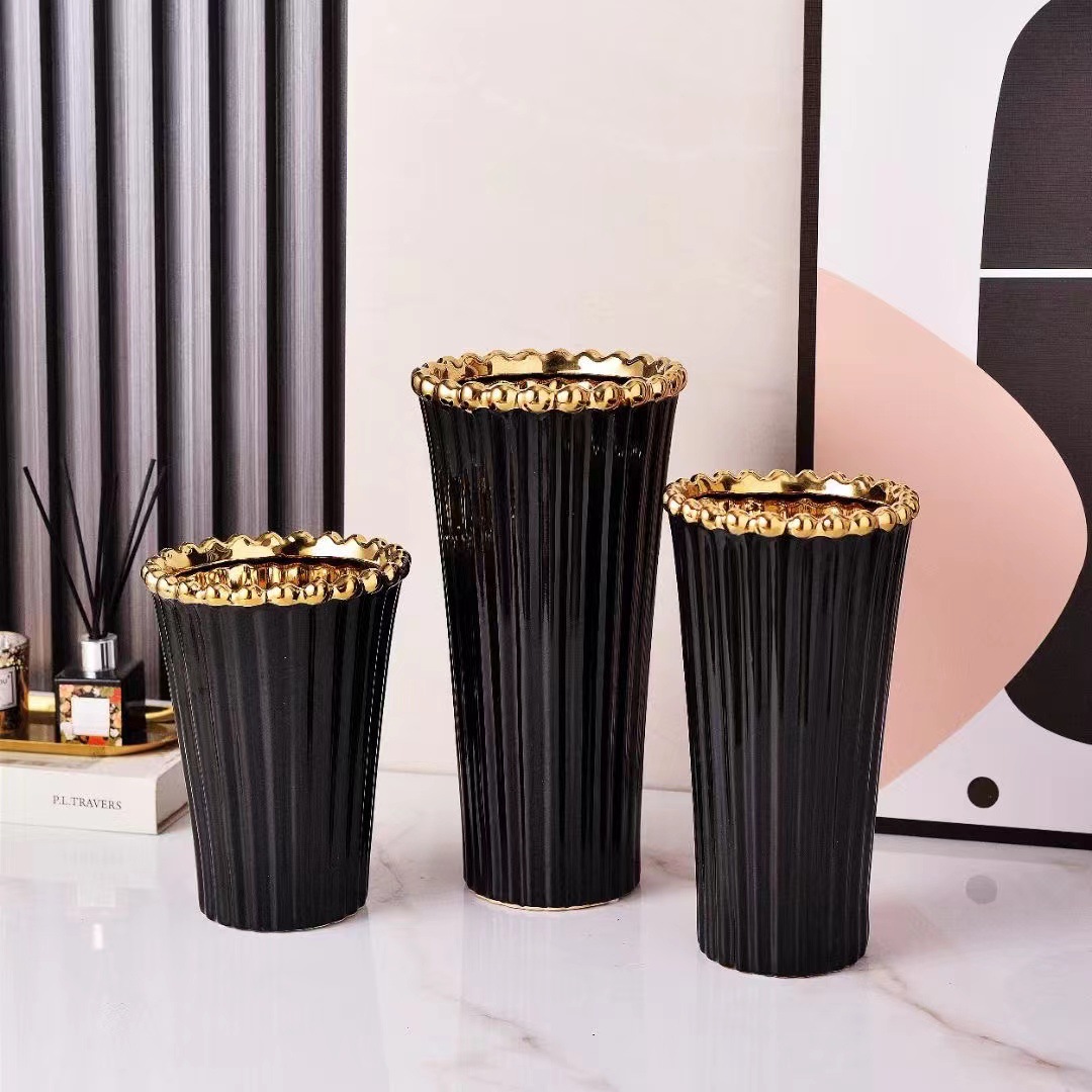 Creative Crown Ceramic Vase Simple Home Living Room Entrance Decoration Model Room Soft Decoration Solid Color Flower Decoration