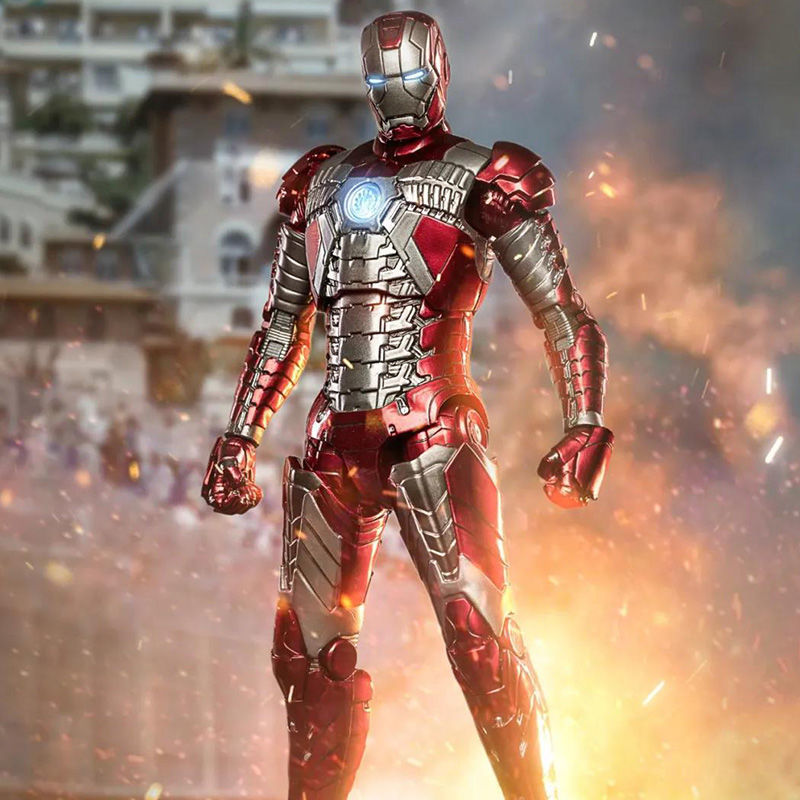 中动玩具钢铁侠手办发光版mk6马克4关节可动7寸漫威人偶2生日礼物