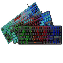 BAJEAL KB-10机械手感键盘 87键游戏笔记本电脑彩虹发光便携键盘