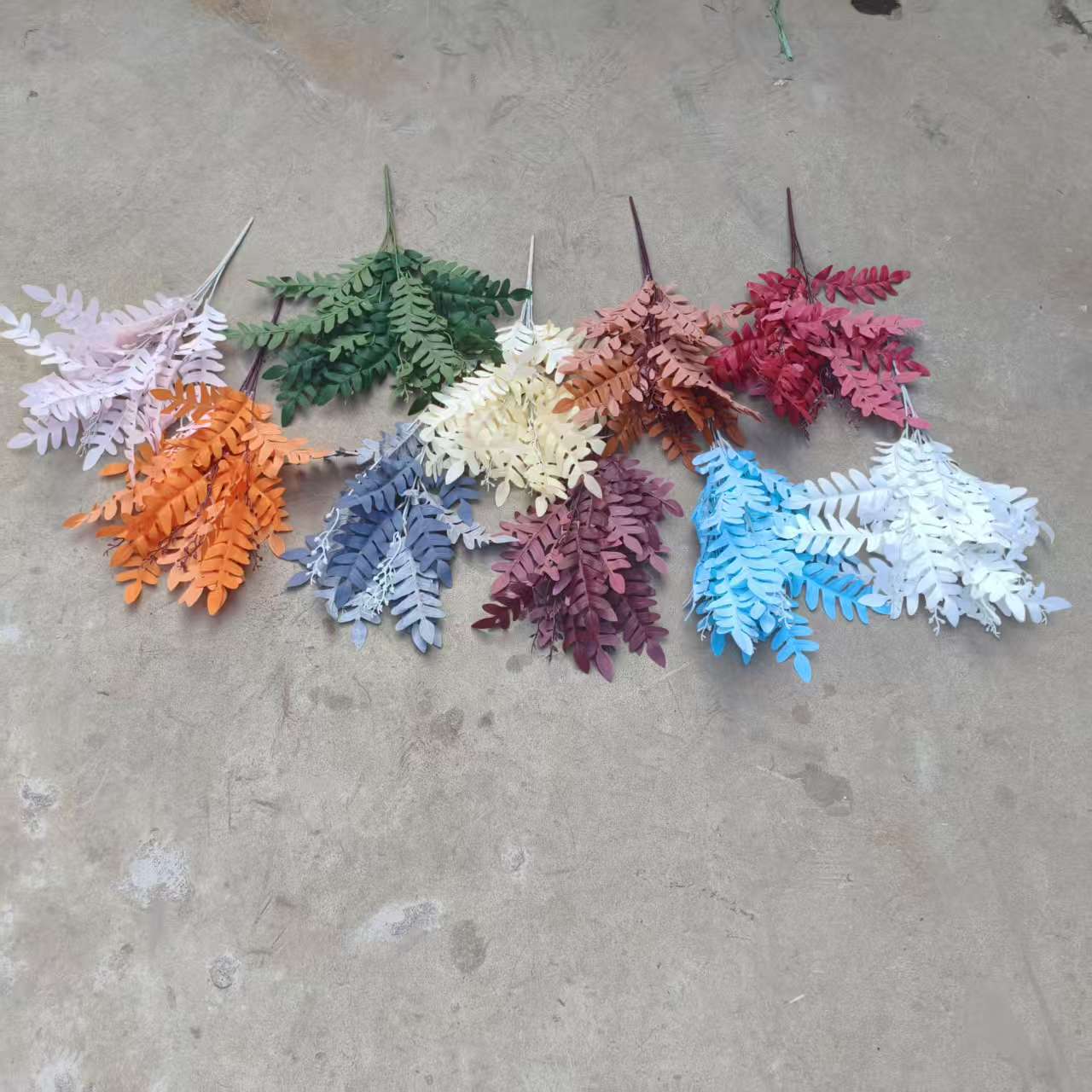 槐树叶仿真绿植森系婚庆地排插花婚礼堂舞台布置装饰假花彩色柏叶