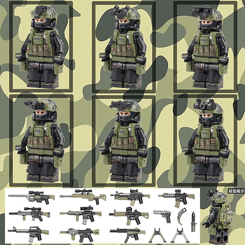 兼容乐高第三方特种兵人仔阿尔法部队moc双色武器积木枪拼装玩具