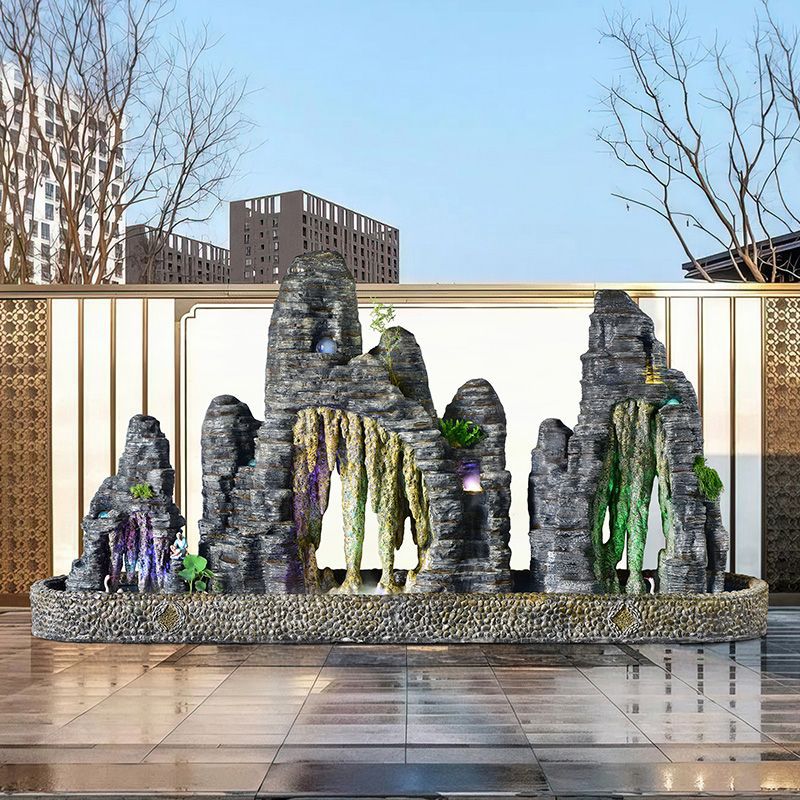 大型钟乳石假山流水摆件户外庭院别墅喷泉鱼池太湖石落地室外双面