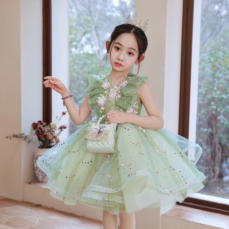 儿童礼服2022新款女童清新可爱生日蓬蓬纱公主裙洋气花仙子礼服裙