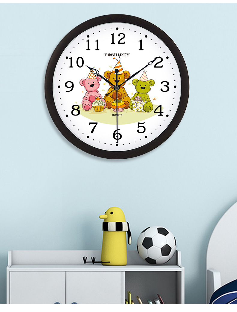 儿童房静音卡通挂钟 创意时尚幼儿园学生认知时钟 客厅墙上壁钟表