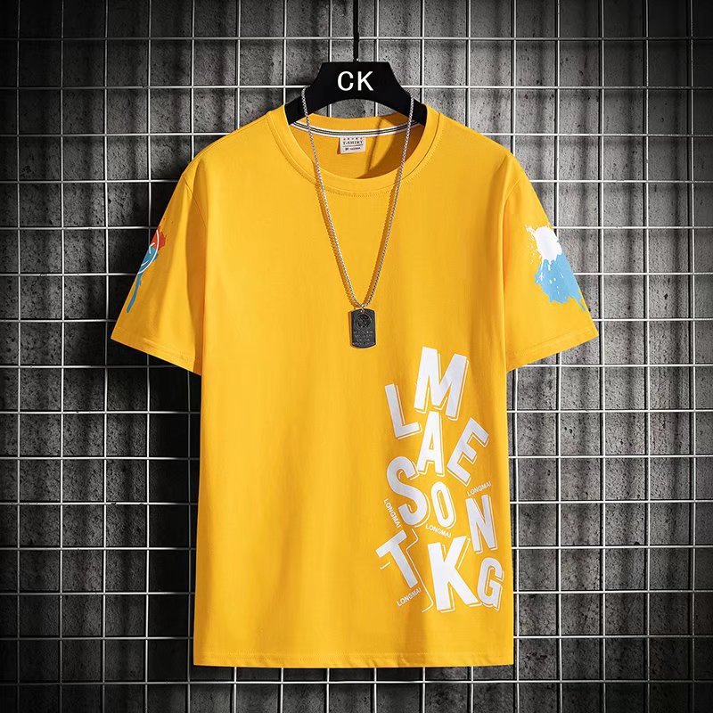 Youth Summer Letter Short-Sleeved T-shirt Men's Junior High School Students Older Children Half Sleeve T-shirt Handsome Summer Clothes Men's Clothing