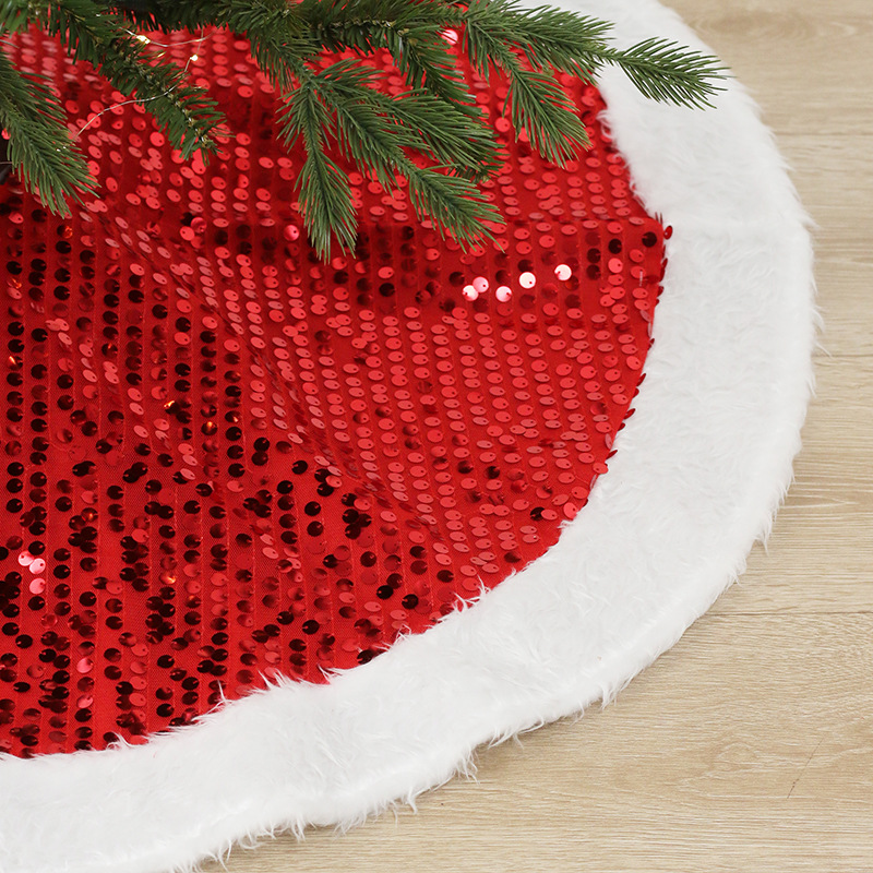 Cross-Border Spot Christmas Decorations Double-Layer Sequined Plush Christmas Tree Tree Skirt Christmas Tree Accessories Skirt