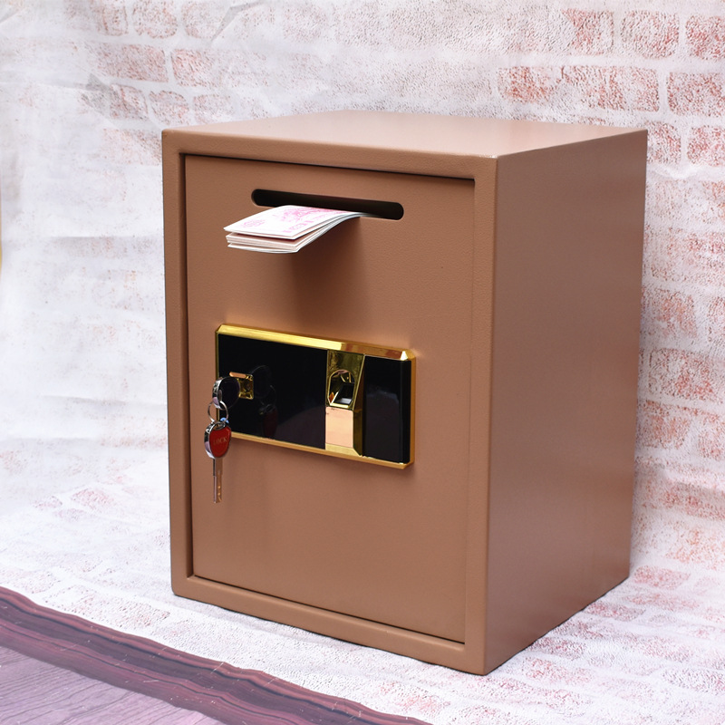 Coin-Operated Fingerprint Double Lock Small Domestic Safe Box Mechanical Cashier Office Safe Storage Cabinet 35/45/50