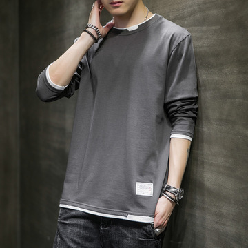 长袖t恤男士秋季衣服学生青年潮上衣男生秋衣圆领卫衣棉质打底衫