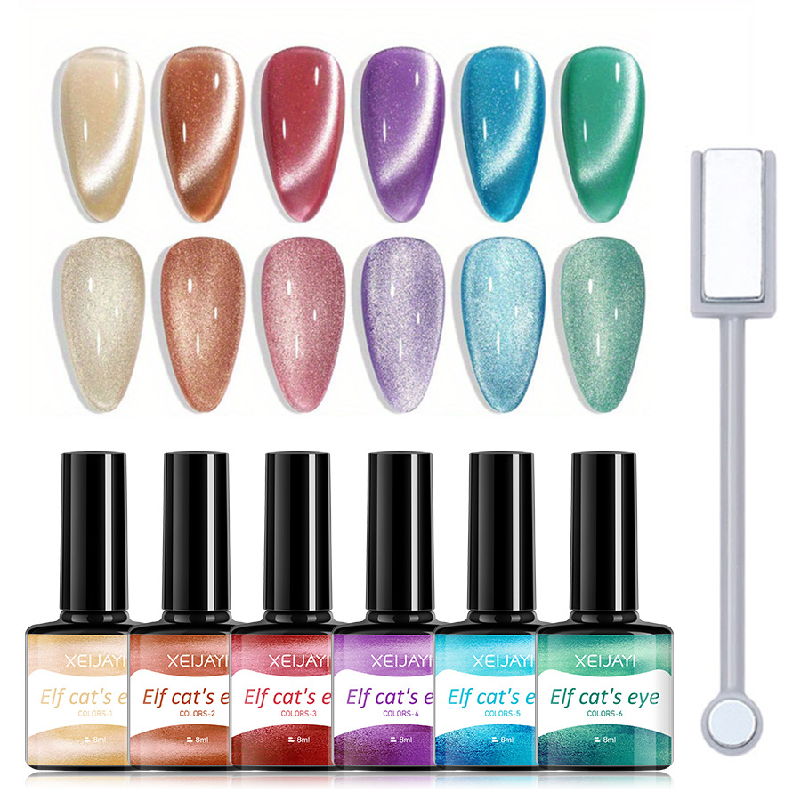 猫眼甲油胶精灵猫眼爆闪多色批发美甲宽精灵晶石指甲胶美甲店专用