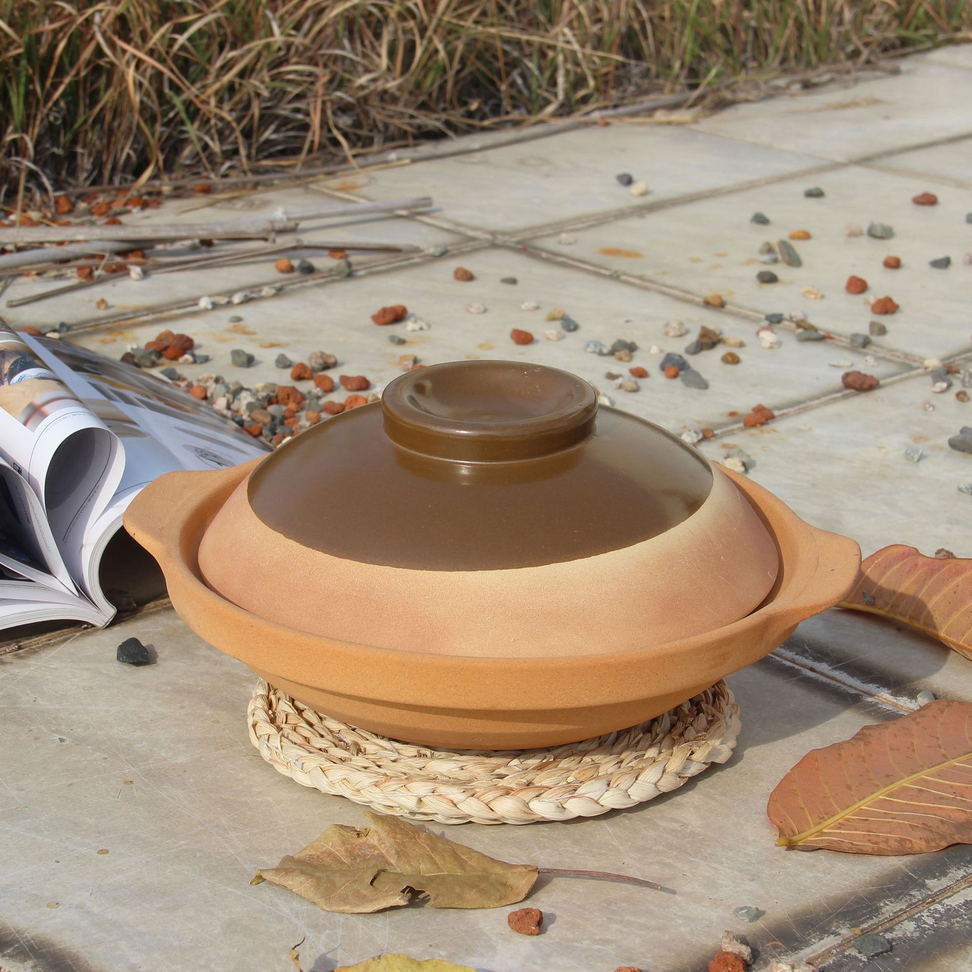 老式耐高温浅口无釉煲仔饭小砂锅日式明火干烧陶土炖煲燃气灶专用