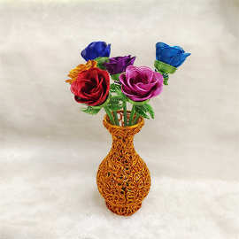 【小玫瑰花模型】 金属铝线工艺品 情侣玫瑰礼物 创意手工工艺觅