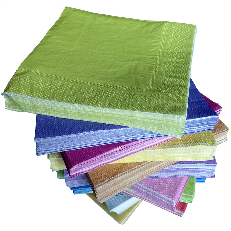 Colored Napkin Air-Laid Paper Knife and Fork Bag Napkin Factory Dyed Tissue Printing Tissue Napkin Wholesale