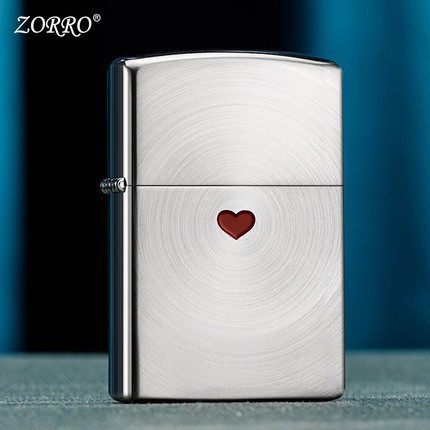 zorro佐罗新款煤油打火机爱心炫光复古个性砂轮节日礼物送男友潮