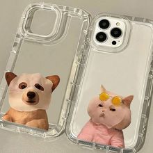 可爱狗狗适用苹果13/15promax手机壳透明气囊iPhone12全包软壳