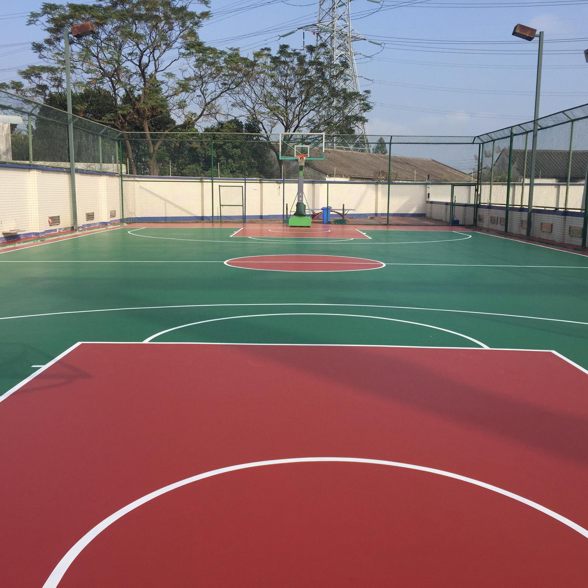 硅pu球场地坪 学校运动场篮球场羽毛球环保涂料 厚度3-6mm