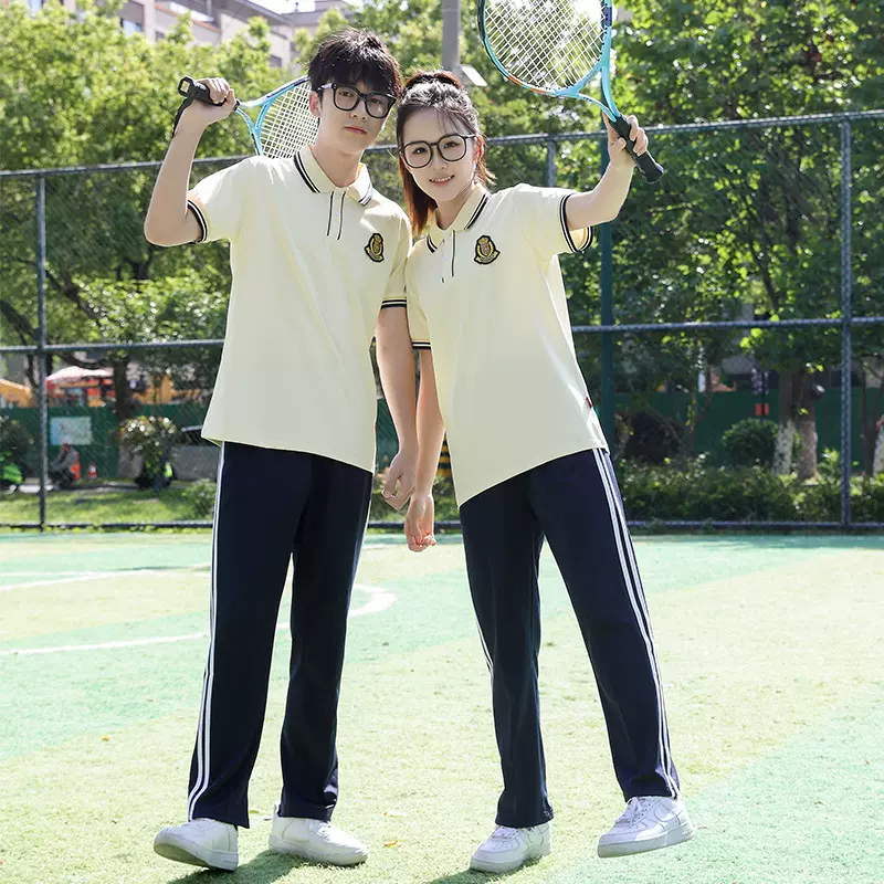 中小学生校服套装高中生团购班服定制初中生运动短袖POLO衫男女款