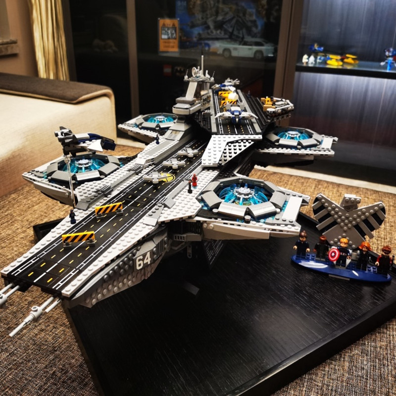 跨境1189漫威超级英雄神盾局天空航母87025飞船拼装积木玩具80033