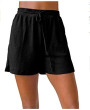 跨境专供2021亚马逊ebay短裤 欧美夏季女式弹性抽绳休闲沙滩短裤