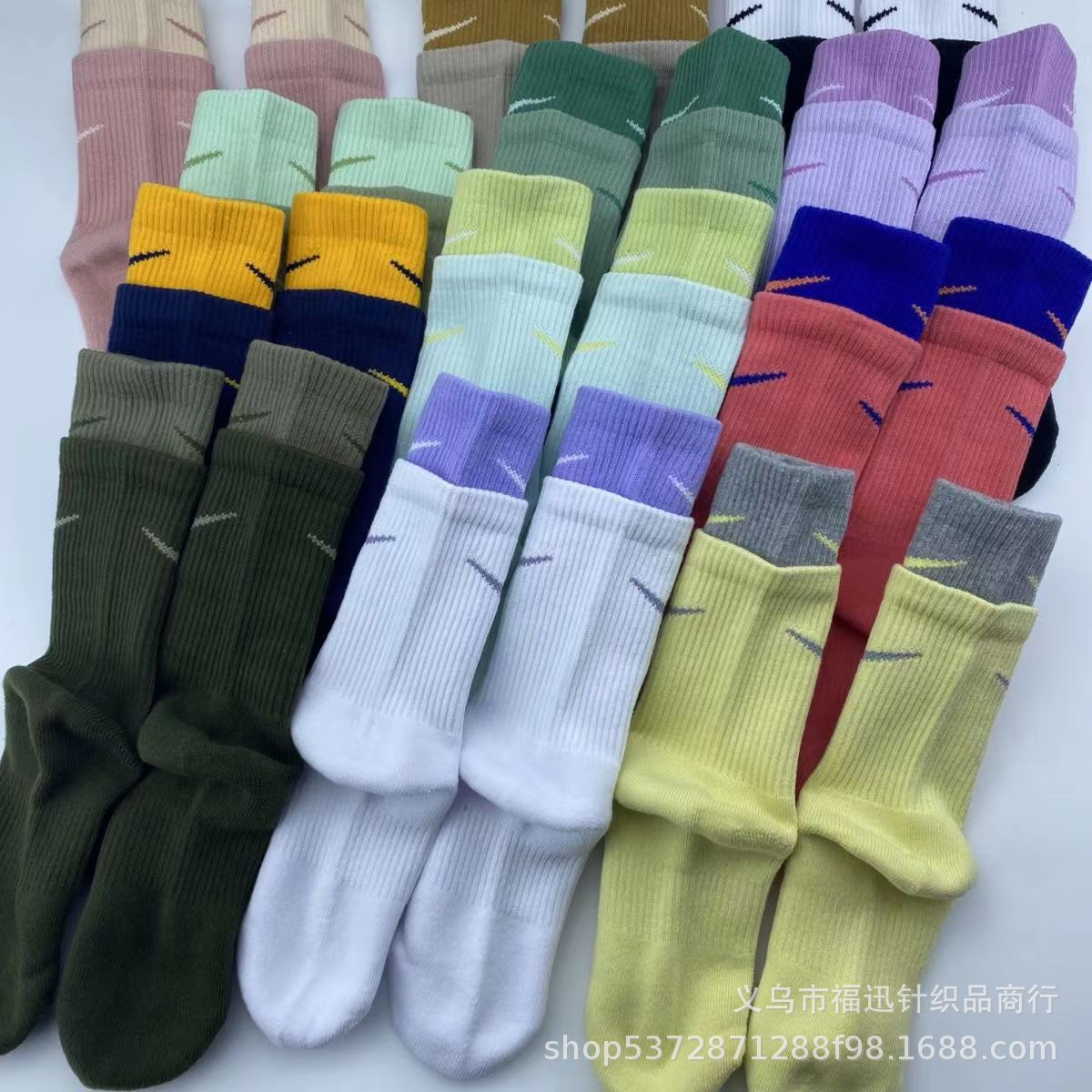 Suwannike Socks Men and Women Middle High Tube Double Layer Color Contrast Patchwork Hook Towel Bottom Sports Casual Cotton Socks