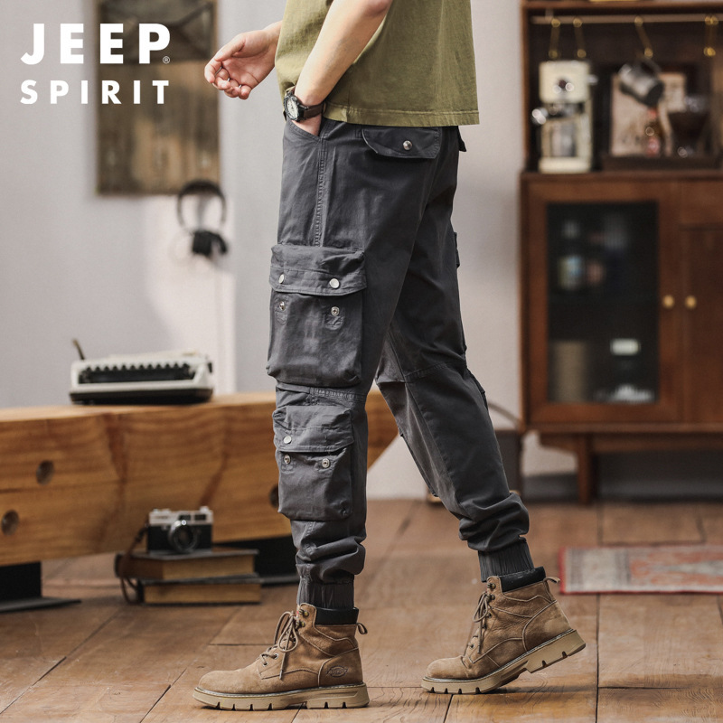 2024夏季新款男式运动休闲裤多袋中腰工装裤青少年时尚宽松男裤