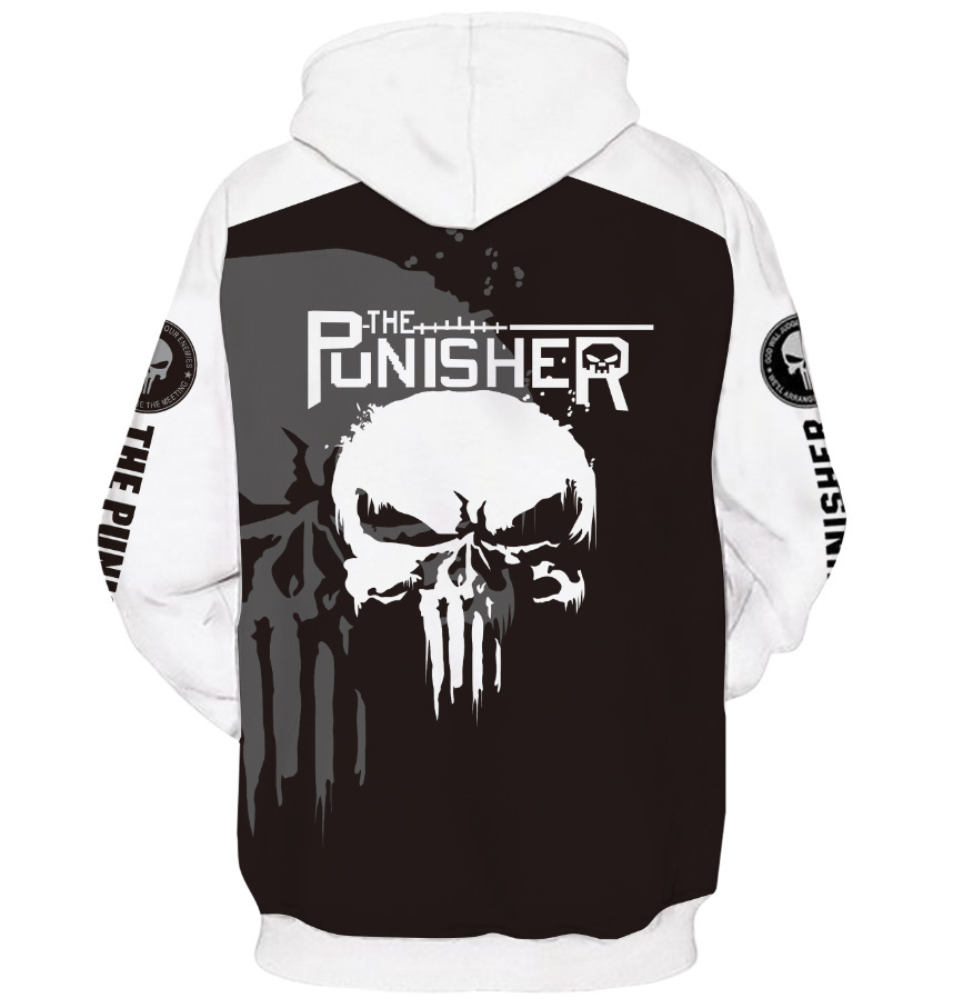 2018年外贸 惩罚者 骷髅 the punisher 黑色 双色网点3d印花