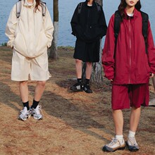 防晒登山服套装男女情侣装外套夏季薄款立领抽绳大码夹克2024