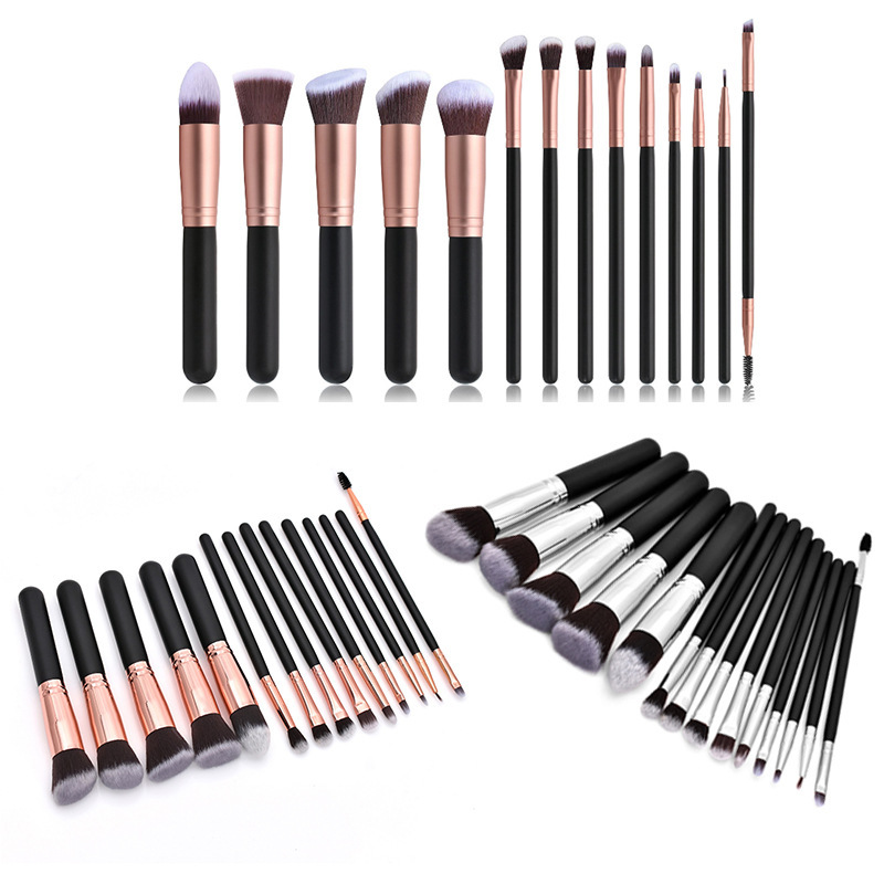 14 Asian Gold Makeup Brushes in Stock Eye Shadow Brush Suit 5 Large 9 Small Makeup Brushes Rose Gold Silver Powder Foundation Brush