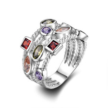 wish跨境货源  创意彩色钻石戒指 欧美流行订婚女饰品现货批发