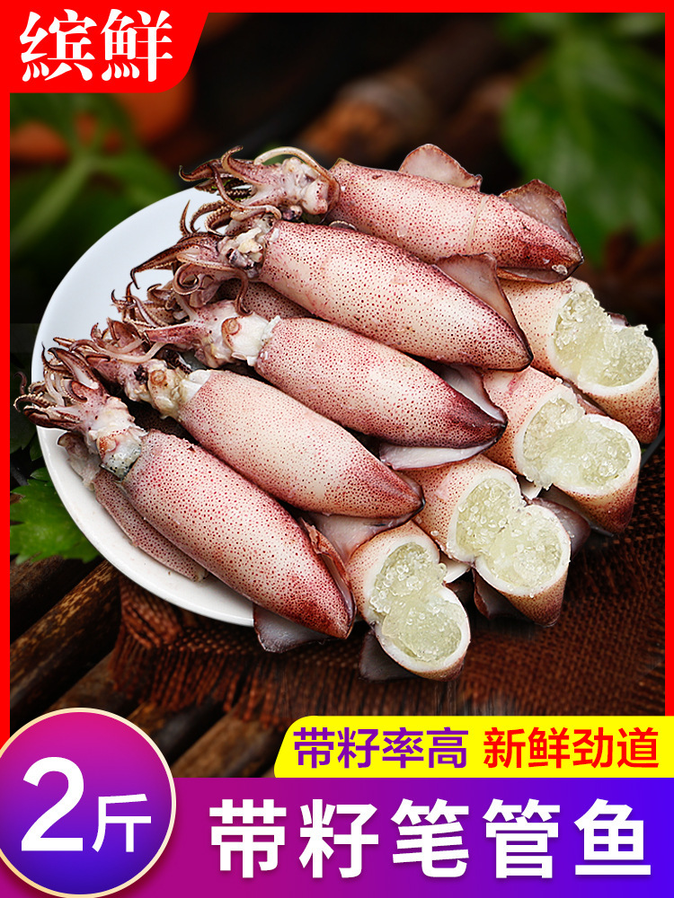 海兔子满籽墨鱼仔新鲜海兔鲜活带籽笔管鱼大乌贼籽乌鱿鱼海鲜水产