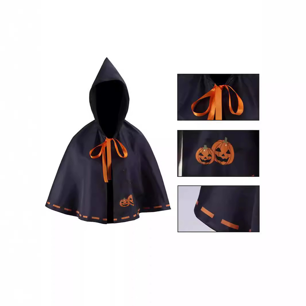 2024万圣节亚马逊巫师连帽印花南瓜蝙蝠斗篷披风-阿里巴巴