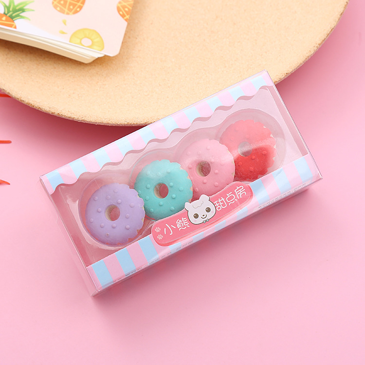 Cartoon Dessert Eraser Boxed Cute Student Children's Prizes Gift Painting Eraser Learning Stationery Eraser