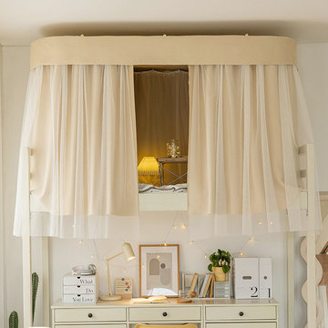 强遮光u型导轨上下铺蚊帐一体式学生宿舍寝室窗帘子床幔床围挡布