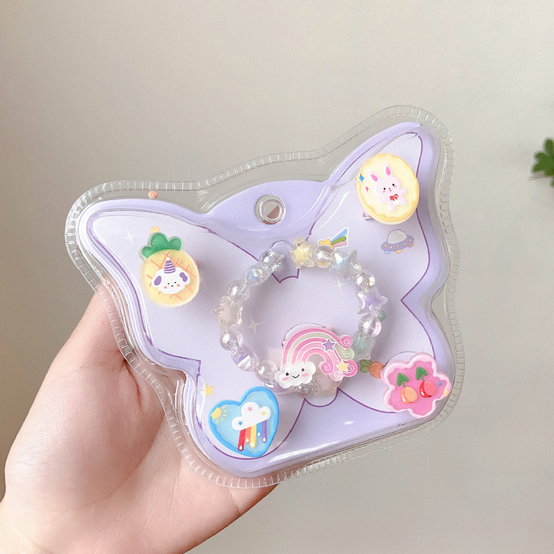 Children's Ring Little Girl Cartoon Jewelry Girl Baby Gift Toys Nail Patch Beaded Bracelet Wholesale