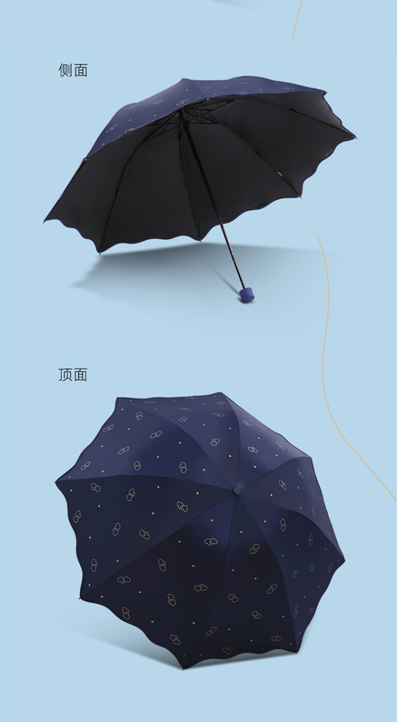 新品天堂伞防晒遮阳便携超轻折叠小巧烫金太阳伞晴雨两用公主伞女