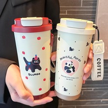 高颜值咖啡保温杯新款2025双饮水杯女生大容量夏季带吸管随行杯子